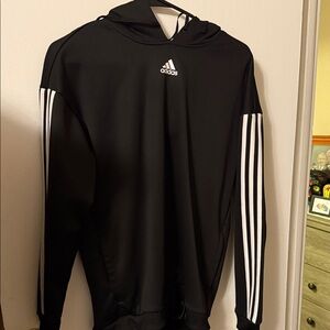 Adidas Black Pullover with White Sleeve Stripes